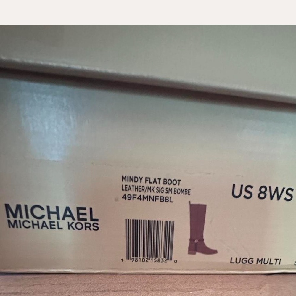 👢 Michael Kors Mindy Flat Boot Women’s 8WS | Lugg Multi (Leather + Signature MK) - Picture 4 of 8